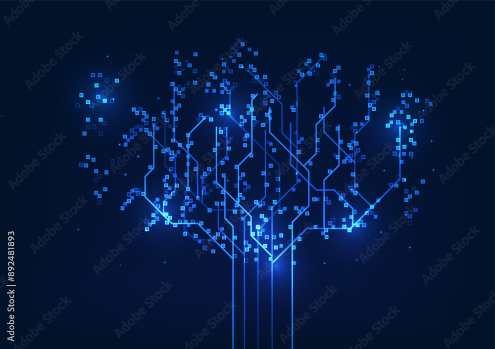 Poster big data connection technology background that is collecting and stores data on the cloud system and