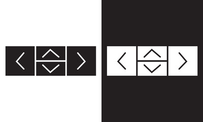 Arrow buttons icon set. Website slider navigation symbols. Next and previous rounded buttons for app. Web interface arrow buttons isolated on white and black background. Vector illustration. EPS 10