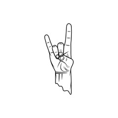black and white apana mudra right hand gesture vector line art