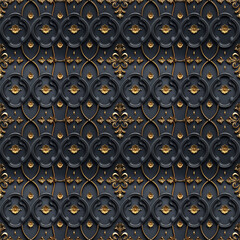 Fototapeta premium Intricate gold and black pattern on decorative wall