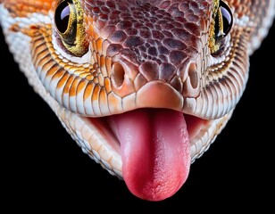 Fototapeta premium Lizard Tongue Close-Up: A Look at Its Amazing Texture