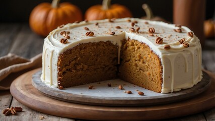 an image of a single perfectly frosted pumpkin spice c background