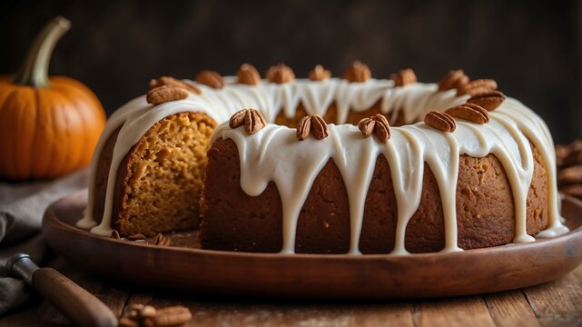 an image of a single perfectly frosted pumpkin spice c background