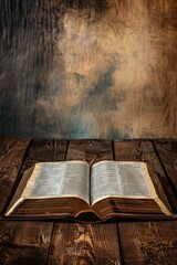 Obraz premium A open book placed on a wooden table, ideal for academic or study-related scenes