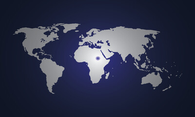 World map on dark blue background. Vector illustration. Eps 10.