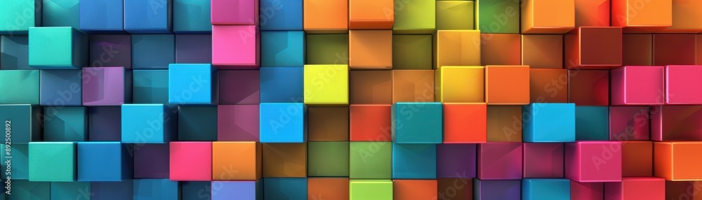 Aufkleber colorful abstract background featuring 3d geometric square shapes in vibrant hues, forming a visuall
