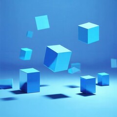 Blue 3D Cube Abstract Background