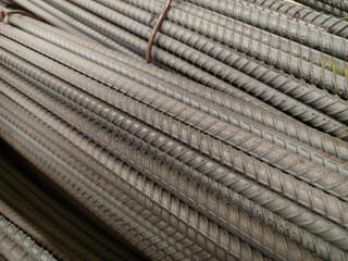 Background of metal bars at the construction warehouse