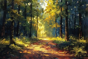 Obraz premium Sunbeams Through The Trees