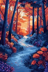 Fototapeta premium Forest Path Leading to the Sun