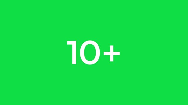 Number counter count up from 0 to 100 plus animation on green screen chroma key alpha channel background