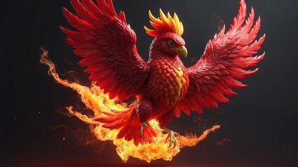 Fototapeta premium a vibrant red strawberry transformed into a fiery phoe background