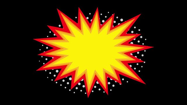 Dynamic comic splash set motion graphics. Perfect for comic art, graphic design projects, and playful content, this motion graphics captures the energy and impact of classic comic book sound effects