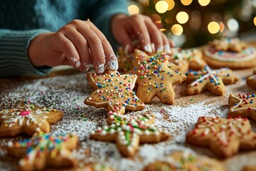 a close up of a person decorating cookies