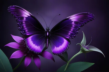 Purple butterfly on a purple flower on a purple background. © Ganna