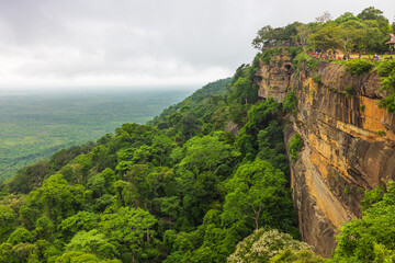 Landscape of Mo E Daeng Cliff, Phra Wihan National Park border of Thailand and Cambodia, Sisaket...
