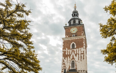 Krakow city center on the morning. Travel to poland concept.