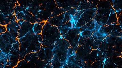 Electric blue and neon orange plexus pattern on a jet-black canvas, perfect for energetic and bold text messages
