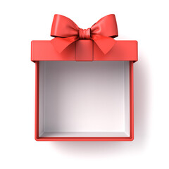 Blank products display showcase present box or top view of red gift box mock up exhibition booth expo isolated on white background with shadow minimal creative idea concepts 3D rendering