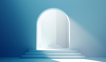 Obraz premium Minimalist Blue Archway with Soft Lighting