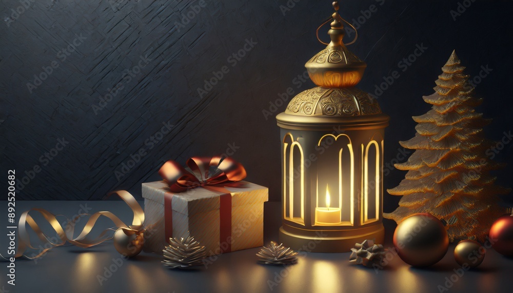 Wall mural christmas candle on the table