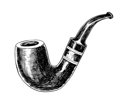 recommend clip art: smoking pipe engraving black and white outline