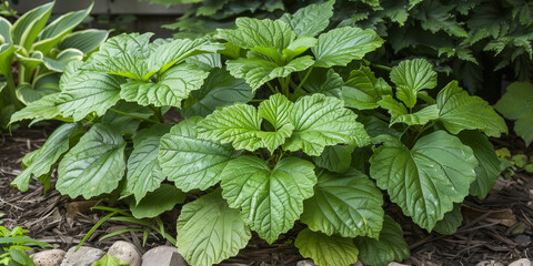 Lush patchouli plant in a shaded corner