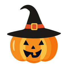 Halloween element pumpkin in a hat. Element for halloween in cartoon style.