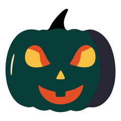 Halloween element dark green pumpkin. Element for halloween in cartoon style. Halloween concept