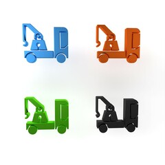 Colorful Tow truck icon isolated on white background. Minimalism concept. 3D render illustration