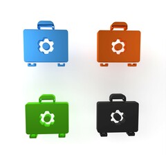 Colorful Toolbox icon isolated on white background. Tool box sign. Minimalism concept. 3D render illustration