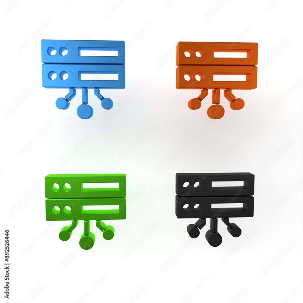 Poster colorful server, data, web hosting icon isolated on white background. minimalism concept. 3d render 