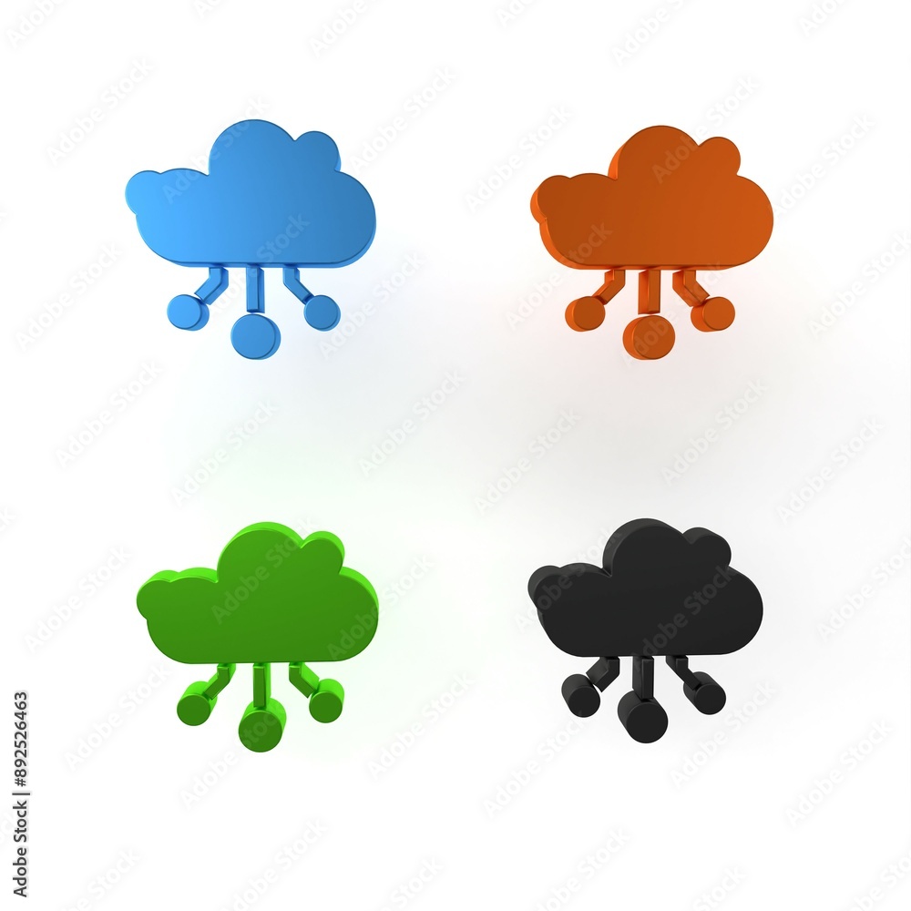 Poster colorful internet of things icon isolated on white background. cloud computing design concept. digit
