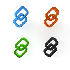 Colorful Chain link icon isolated on white background. Link single. Hyperlink chain symbol. Minimalism concept. 3D render illustration