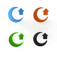 Colorful Moon icon isolated on white background. Minimalism concept. 3D render illustration