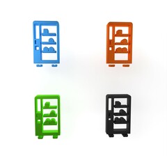Colorful Vending machine of food and beverage automatic selling icon isolated on white background. Minimalism concept. 3D render illustration