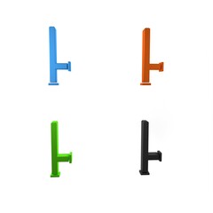 Colorful Police rubber baton icon isolated on white background. Rubber truncheon. Police Bat. Police equipment. Minimalism concept. 3D render illustration