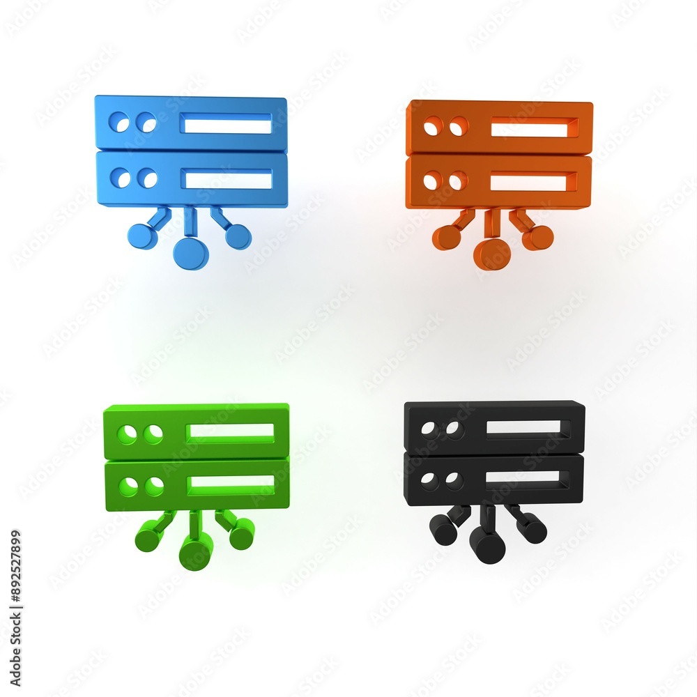 Poster colorful server, data, web hosting icon isolated on white background. minimalism concept. 3d render 