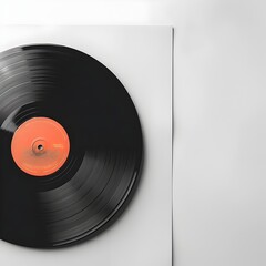 Obraz premium Vintage Vinyl Record on Plain White Background with Elegant Design