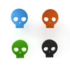 Colorful Human skull icon isolated on white background. Minimalism concept. 3D render illustration