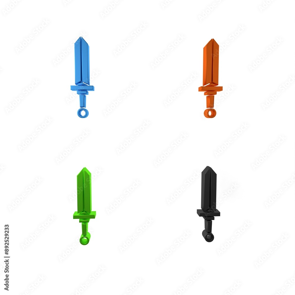 Canvas Prints colorful medieval sword icon isolated on white background. medieval weapon. minimalism concept. 3d r