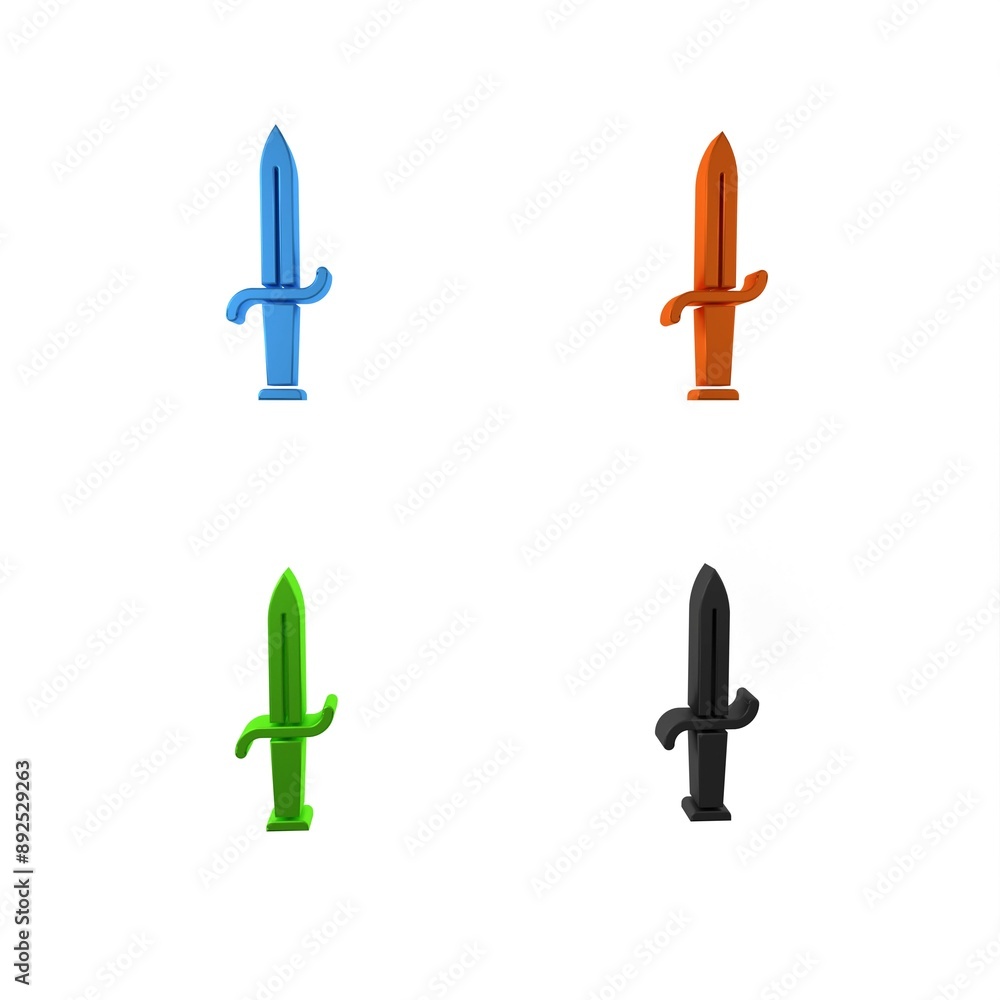 Wall mural colorful dagger icon isolated on white background. knife icon. sword with sharp blade. minimalism co