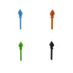 Colorful Medieval spear icon isolated on white background. Medieval weapon. Minimalism concept. 3D render illustration