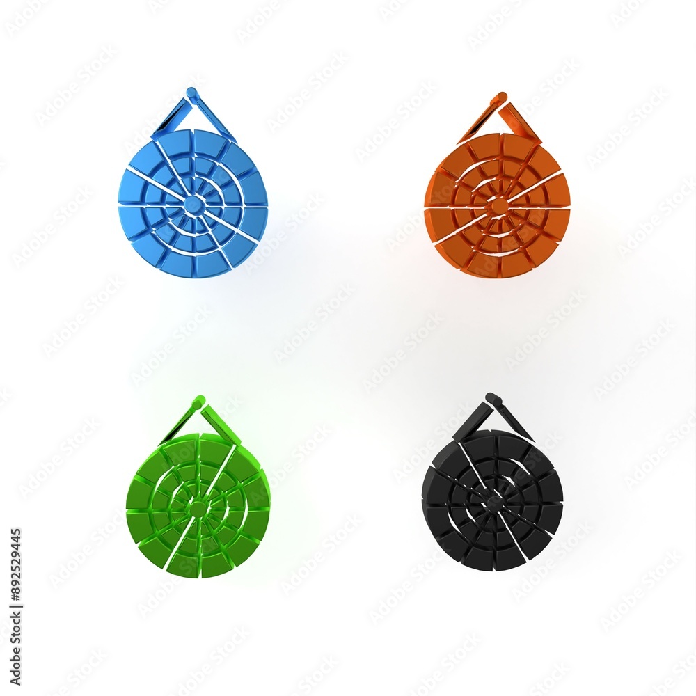 Poster colorful classic dart board and arrow icon isolated on white background. dartboard sign. game concep