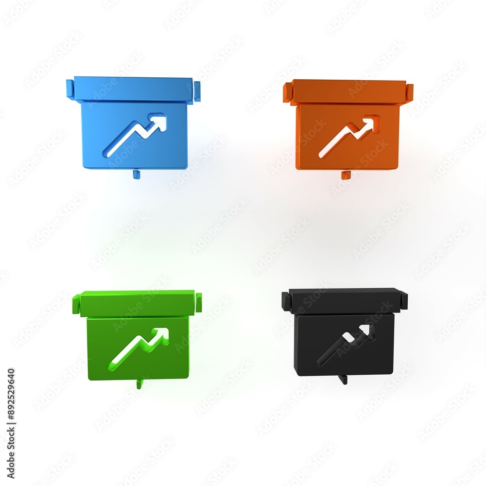 Poster colorful board with graph chart icon isolated on white background. report text file icon. accounting
