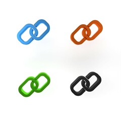 Colorful Chain link icon isolated on white background. Link single. Hyperlink chain symbol. Minimalism concept. 3D render illustration