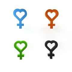 Colorful Female gender symbol icon isolated on white background. Venus symbol. The symbol for a female organism or woman. Minimalism concept. 3D render illustration