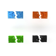 Colorful Tearing apart money banknote into two peaces icon isolated on white background. Minimalism concept. 3D render illustration