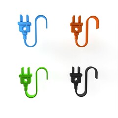 Colorful Electric plug icon isolated on white background. Concept of connection and disconnection of the electricity. Minimalism concept. 3D render illustration