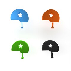 Colorful Military helmet icon isolated on white background. Army hat symbol of defense and protect. Protective hat. Minimalism concept. 3D render illustration